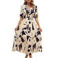 thumbnail image 1 of Mefallenssiah Women'S Temperament Commuting Printing V-Neck Dress, 1 of 2