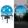 thumbnail image 3 of Alpine Corporation 10" W x 10" L x 13" H Embossed Glass Light-up Gazing Globe, Blue, 3 of 17