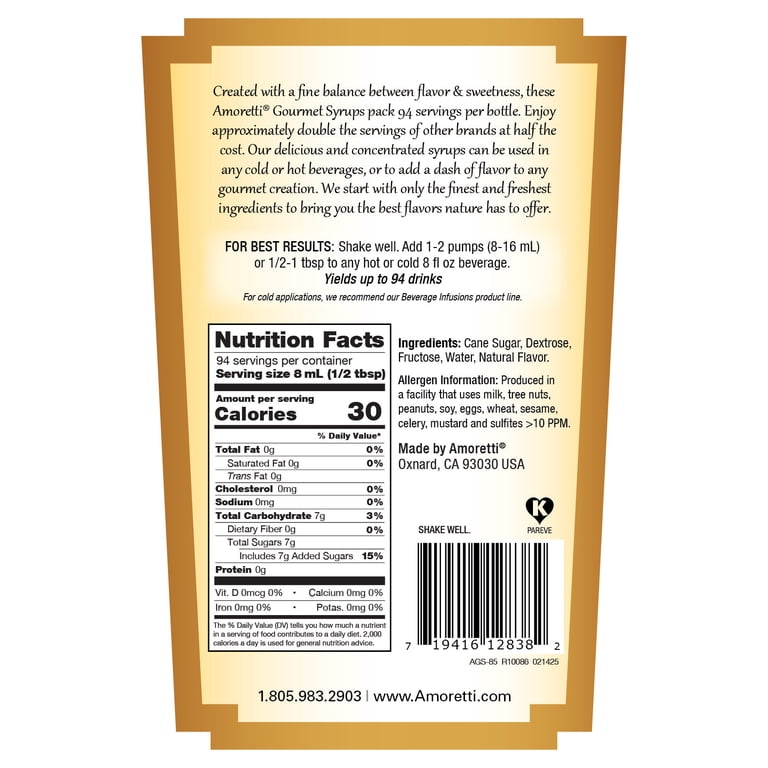 Amoretti - Honeydew Melon Gourmet Syrup, 94 Servings Per Bottle