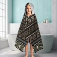 thumbnail image 6 of Brown Geometric Triangle Square Pattern Hooded Bath Towel，60"x35" for Ages 3 To 12 Kids, Quick Dry Lightweight Soft Microfiber Hood Beach Towel Cover Up for Kids, 6 of 7