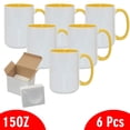 thumbnail image 2 of 6 Pcs 15OZ El Grande Yellow Inside & Handle Sublimation Mugs With Foam Support Boxes, 2 of 2