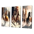 thumbnail image 3 of Designart "Wild Horses Galloping in Winter Scene II" Animals Horse Wall Art Set Of 3 - Horse Brown Gallery Wall Set For Home Decor, 3 of 6