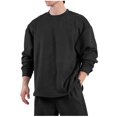 thumbnail image 2 of Mens Sueded Sweatshirts Crewneck Long Sleeve Shirts Casual Solid Color Pullover Side Slit Thermal Warm No Hood Going-Out Work Sweatshirt Tops, 2 of 8