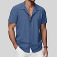 thumbnail image 2 of hoksml Men's Camp Collar Short Sleeve Button Down Shirt, Loose Textured Shirts for Daily Beach Casual Wear, 2 of 8