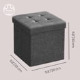thumbnail image 3 of LEDREM 11.8 Inch Folding Storage Ottoman Cube, Footrest Stool with Tufted Linen-Look Cover for Living Room and Bedroom, Dark Gray, 3 of 5