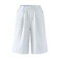 thumbnail image 6 of Tqyyweavej Plus Size Bermuda Shorts for Women Oversized Elastic Waist Wide Leg Shorts Straight Leg Solid Color Baggy Shorts with Pockets, 6 of 8