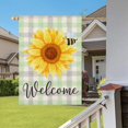 thumbnail image 2 of Spring Summer Sunflower Welcome House Flag 28x40 Inch Double Sided Outside Bee Floral Green Buffalo Plaid Decoration Seasonal Holiday Farmhouse Yard Flags for Outdoor, 2 of 6