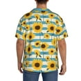 thumbnail image 3 of Yiaed White Blue Striped Sunflower Print Mens Casual Wrinkle Free Shirts Short Sleeve Button Down Summer Stretch Dress Shirt-X-Large, 3 of 5