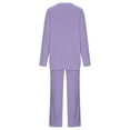 thumbnail image 4 of QUYUON 2 Piece Lounge Set Women Women's Two Piece Outfits Sweater Sets Winter Solid Long Sleeve V Neck Pullover Tops and Wide Leg Pants Sets A-Purple 3XL, 4 of 7