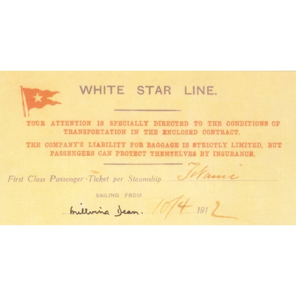 White Star Line 1st Class ticket for Titanic Poster Print (24 x 36