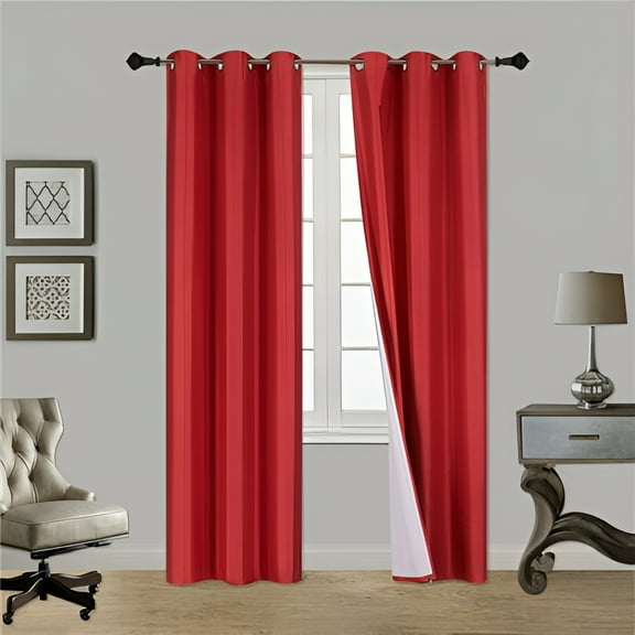 NOA 3 Layered Red Blackout Curtains, 35” x 63” (1 Panel)