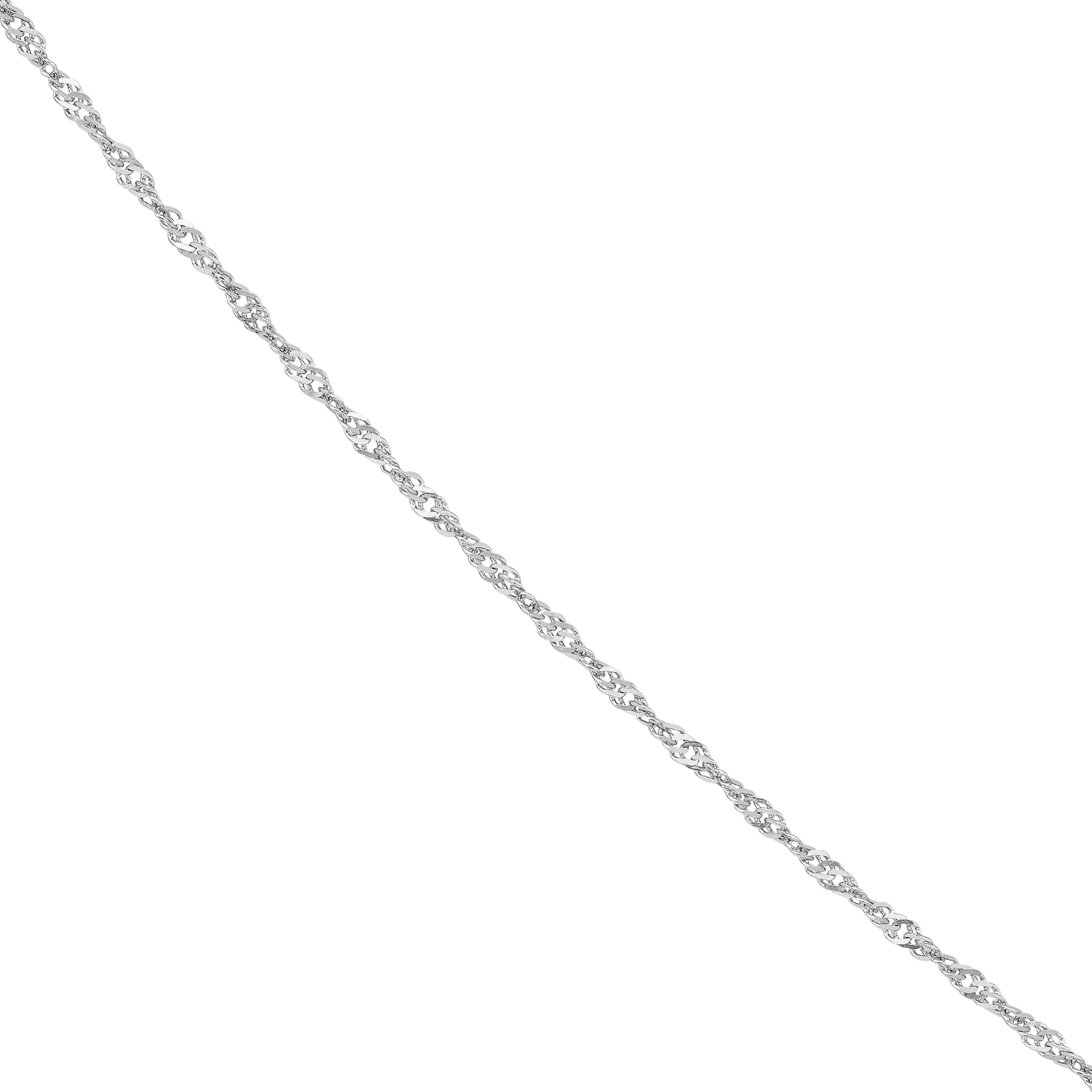 10K White Gold 20" 1.15mm Singapore Chain Necklace w/ Spring Ring - Women