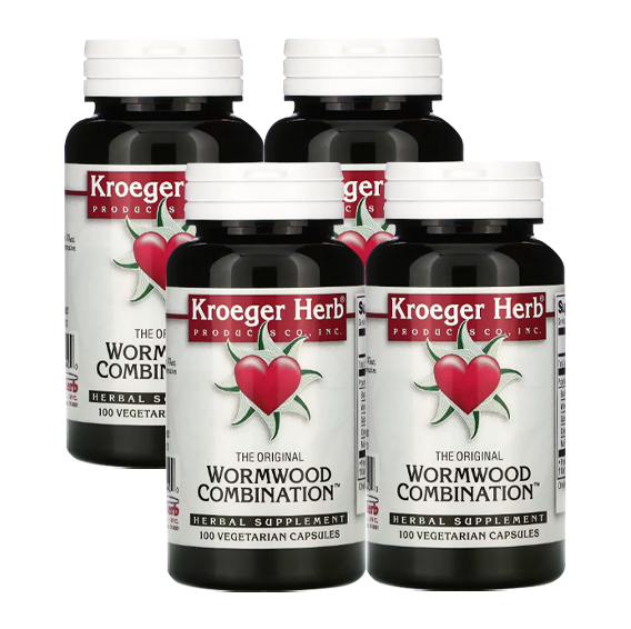 Kroeger Herb Wormwood Combination, 100 Vegetarian Capsules, 4 Pack