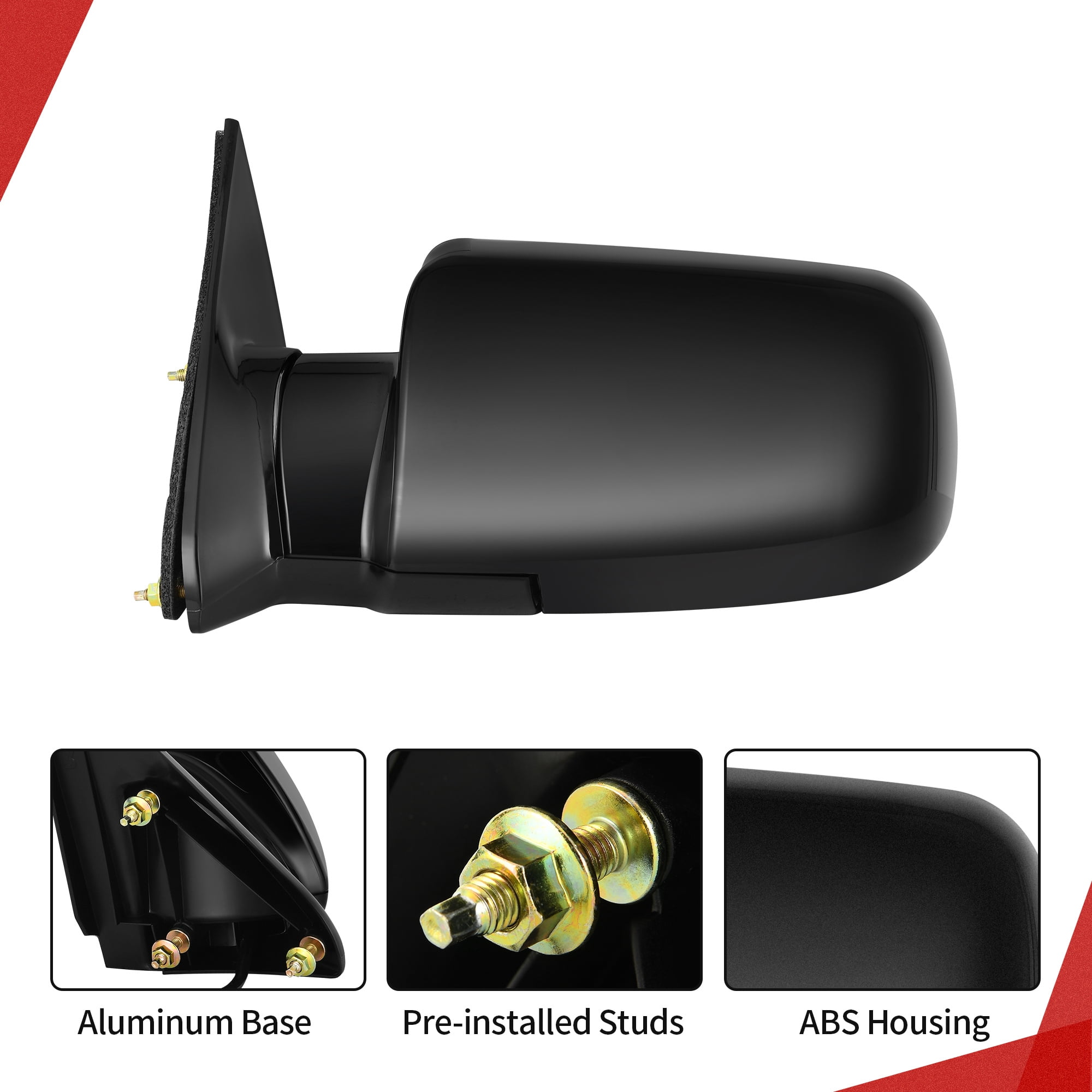 LEDKINGDOMUS Driver Side Replacement Mirror for GMC 1988-1999 C/K 1500/2500/3500 1992-1999 Suburban 1500/2500 1995-2000 Tahoe, Power Adjust Manual Fold Left Tow Mirror 13" Plane Glass