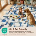 thumbnail image 4 of Design&I 8'x10' Washable Area Rug Sleek Flatweave Pet Friendly Blue Grey Abstract Blocks Crisp Interlocking Geometric Design with Edges for King Size Bedroom, Under Bed, 4 of 7