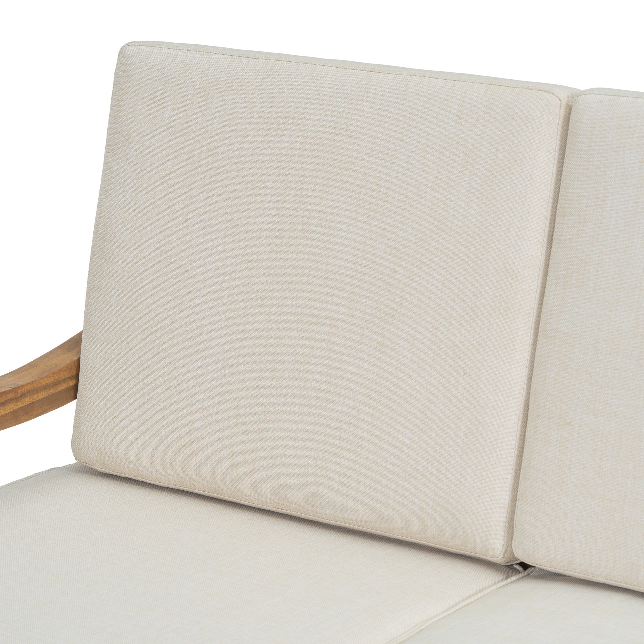 Christopher Knight Home 2-Piece Outdoor Sofa Seating Group with Cushions, Acacia Wood Patio Set, Natural + Beige