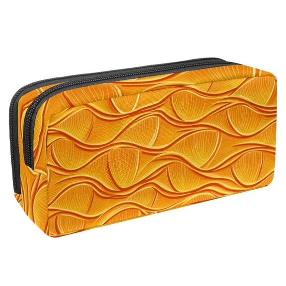 PhooArto Pencil Case, Wave Orange Pattern Large Capacity Pencil Pouch Stationery Pen Bag