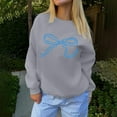 thumbnail image 5 of Sweaters For Women Bow Graphic Oversized Pullover Crewneck Sweatshirts Fall Fashion Tops Polyester Gray Size S-2Xl Oversized Sweaters For Women, 5 of 5