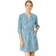 thumbnail image 1 of Vestido Allegra K Para Mujer Estampado Floral Cierre De Botón Escote En V Bolsillos Laterales Azul XS, 1 of 6