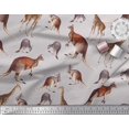 thumbnail image 2 of Soimoi Grey Rayon Fabric Kangaroo & Giraffe Animal Printed Craft Fabric by the Yard 42 Inch Wide, 2 of 3