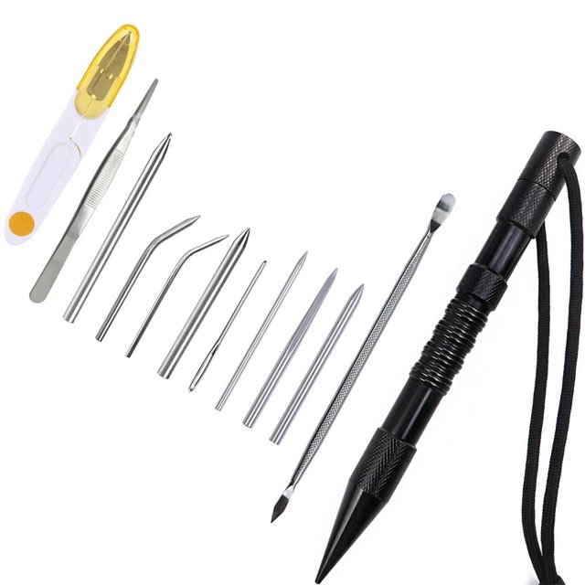 Soidarity Marlin Set Agujas de cordones Acero inoxidable Profesional Pequeña artesanía Costura Reutilizable Extraíble Tejer Pin Trabajo de cuero carpas 12 piezas negro Soidarity OD023335-01B