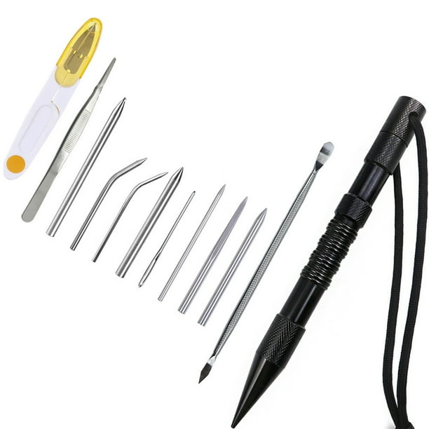 Soidarity Marlin Set Agujas de cordones Acero inoxidable Profesional Pequeña artesanía Costura Reutilizable Extraíble Tejer Pin Trabajo de cuero carpas 12 piezas negro Soidarity OD023335-01B