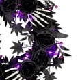thumbnail image 3 of 24 in. Artificial Bad to the Bone Halloween Wreath, 30 Purple LED Lights, Battery Operated, Timer, 3 of 4