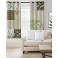 thumbnail image 2 of Spring Floral Blackout Curtains for Bedroom/Living Room, Thermal Insulated Kitchen Curtains, Yellow Flowers Botanical Patchwork Grid Bohemia Grommet Darkening Window Treatment Drapes 42"x63"x2, 2 of 8