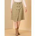 thumbnail image 5 of Allegra K Women's Plaid Vintage Faux Wrap Buttons Midi High Waist Skirt, 5 of 6