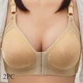 thumbnail image 3 of Elainilye Fashion Womens Bras No Underwire Full Support Bra 2 Pcs Oversized and Thin Underwear Ring Side Fold Breast Lift Bra,Brown, 3 of 4