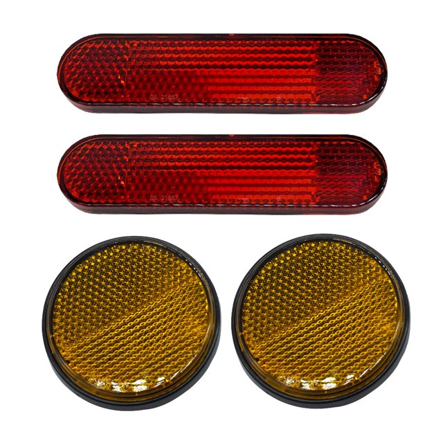 Reflector de motocicleta de 4 piezas de repuesto premium, advertencia reflectante Estilo A Rojo Amarillo