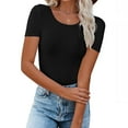 thumbnail image 2 of Women's Long Sleeve Shirts Scoop Neck Ribbed Knit Tops Slim Fitted Casual Basic Blouses, 2 of 5