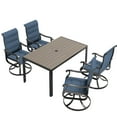 thumbnail image 3 of UDPATIO 5-Piece Outdoor Dining Set with High-Back Swivel Padded Chairs & Iron Rectangle Table for 4-Person, Brown & Navy Blue, 3 of 7