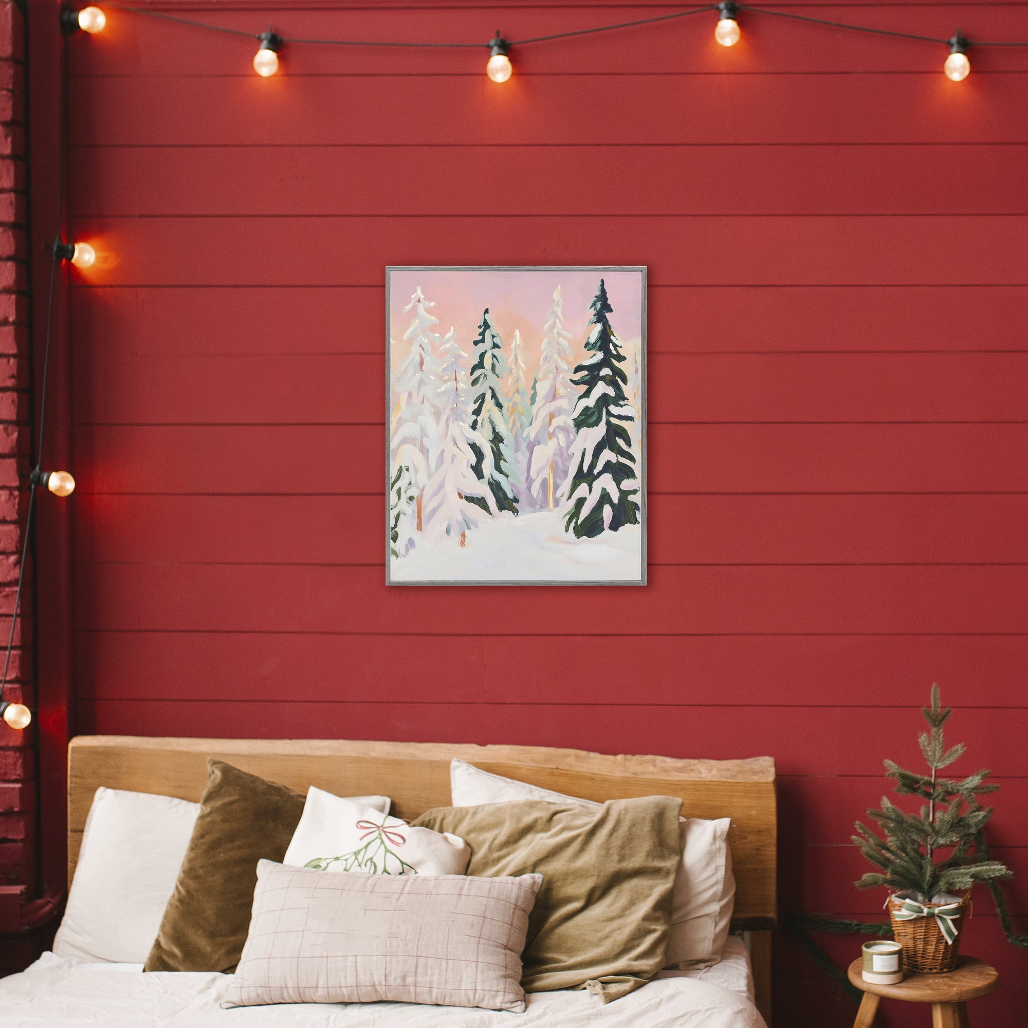 Stupell Industries Peachy Pastel Winter Forest Gray Framed Giclee Art, design by The Prints Vibe