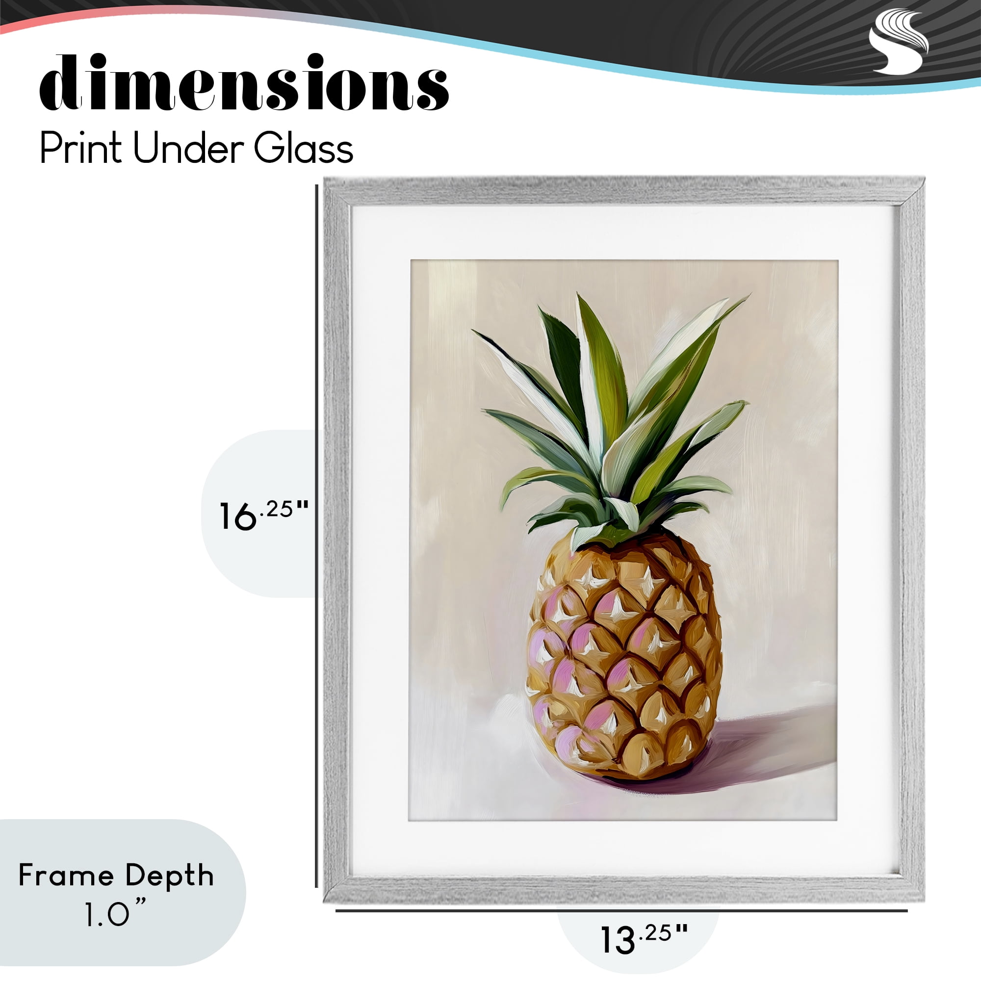 Stupell Industries Pastel Pineapple Tropical Fruit Gray Framed Print Under Glass, design by The Prints Vibe