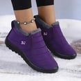thumbnail image 3 of Pandaie Womens Mens Winter Snow Boots Waterproof Fleece Lined Warm Ankle Booties Comfortable Slip on Outdoor Walking Shoes Purple 10.5, 3 of 6