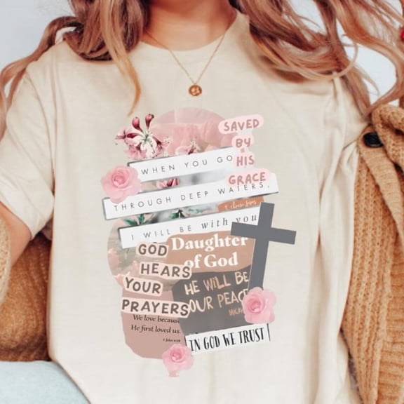 Christian Collage Shirt For Women, Vintage Faith Shirt, Bible Verse Scripture Shirt, Christianity Jesus Lover , Religious Graphic Tee, Full Size S-5XL