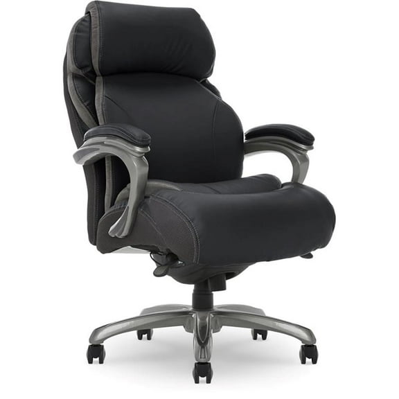 Pemberly Row Faux Leather Executive Office Chair with Smart Layers in Black