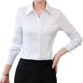 thumbnail image 2 of Women Shirt White Blouses Casual Long Sleeve Ladies Profession Slim Fit Tops, 2 of 7