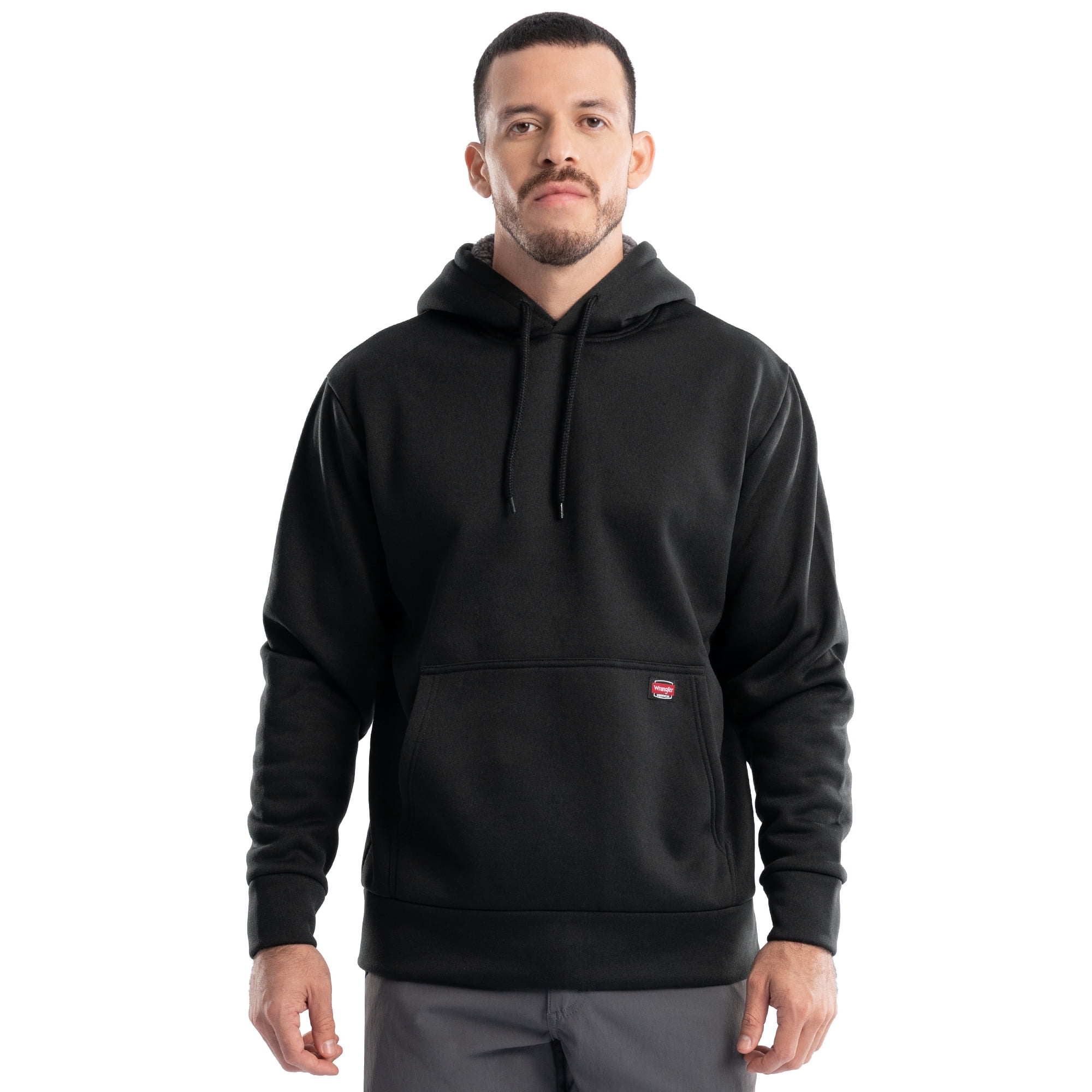 Wrangler Workwear Men's and Big Men's Relaxed Pullover Hoodie with Faux Shearling Lining, Sizes S-3XL