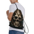 thumbnail image 4 of Yiaed Metal Style Horned Skull Print Drawstring Bags Drawstring Backpack Bulk String Back Pack Gym Sport Bag-Medium, 4 of 5