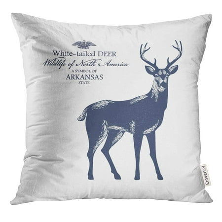 STOAG White Tailed Deer Wildlife of America Blue Color Arkansas Fauna Throw Pillowcase Cushion Case Cover 16x16 inch