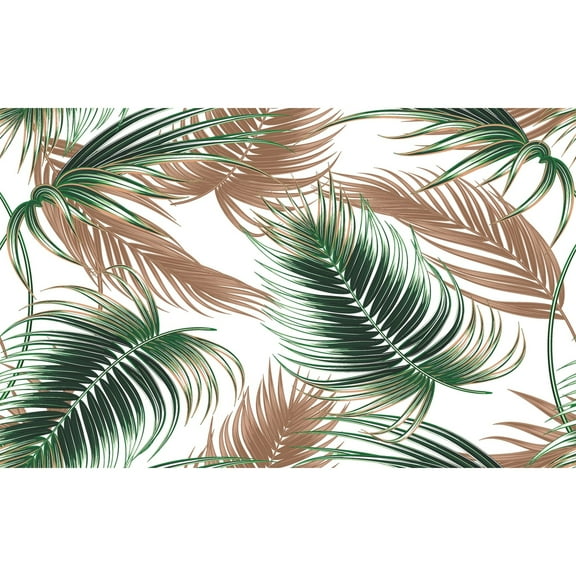 MuralsPrint Belucci Green and Brown  Feathers Removable Wallpaper - 24'' inch x 10'ft