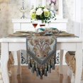 thumbnail image 2 of Nvzi Vintage Luxury Jacquard Damask Floral Table Runners Tea Table Decoration with Multi-Tassels 13"x117" Blue, 2 of 5