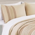 thumbnail image 5 of Chezmoi Collection Liliana King Bed in a Bag 7-Pieces Taupe Geometric 3D Embroidery Pleated Stripe Comforter Set with Sheets All Season Bedding Set, King, 5 of 9
