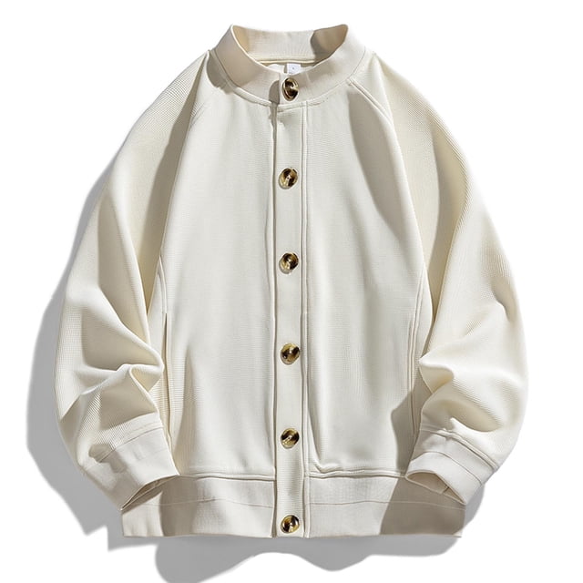 Ceisia Men's Stand Collar Button-Down Knit Cardigan with Pockets Hoodless Casual Long Gift Sleeve Outerwear