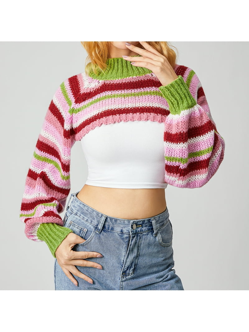 FRUITS フルーツプリントニットトップス／カラフルY2Kロングスリーブ ハート透かし編みロングスリーブニット トップス ニット[品番