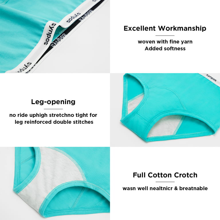 Teen Girls Underwear Leak-Proof Organic Cotton Protective Briefs 6-Pack