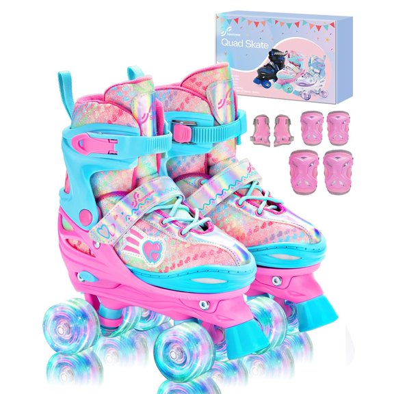 Juego de patines de ruedas Sportneer Kids 4 ajustables con iluminación y equipo