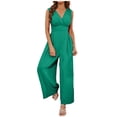 thumbnail image 1 of HBFAGFB Combinaison Pantalon Femme Mode Été Sans Manches Combinaisons Pantalon Jambe Droite avec Poches Vert Taille m, 1 of 9